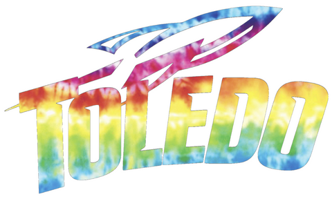 Toledo Rockets Team Name Logo Crucial Catch Cancer Tie Dye Vinyl Decal PICK SIZE