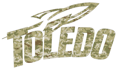 Toledo Rockets Team Name Logo Salute to Service Camouflage Camo Vinyl Decal PICK SIZE