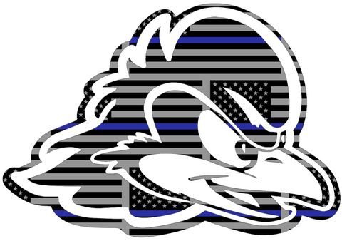 Delaware Blue Hens Team Logo Thin Blue Line American Flag Premium DieCut Vinyl Decal PICK SIZE