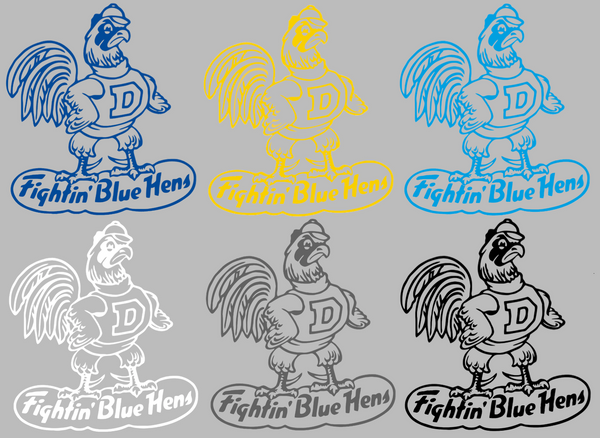 Delaware Blue Hens Retro Throwback Logo Premium DieCut Vinyl Decal PICK COLOR & SIZE