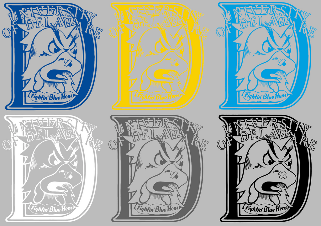 Delaware Blue Hens Retro Throwback Logo Premium DieCut Vinyl Decal PICK COLOR & SIZE