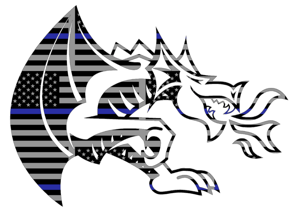 Drexel Dragons Team Logo Thin Blue Line American Flag Premium DieCut Vinyl Decal PICK SIZE