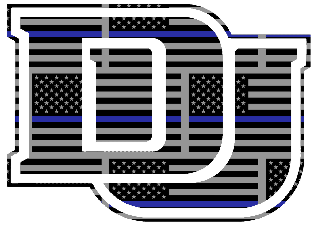 Denver Pioneers Team Logo Thin Blue Line American Flag Premium DieCut Vinyl Decal PICK SIZE