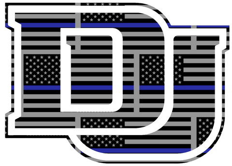 Denver Pioneers Team Logo Thin Blue Line American Flag Premium DieCut Vinyl Decal PICK SIZE