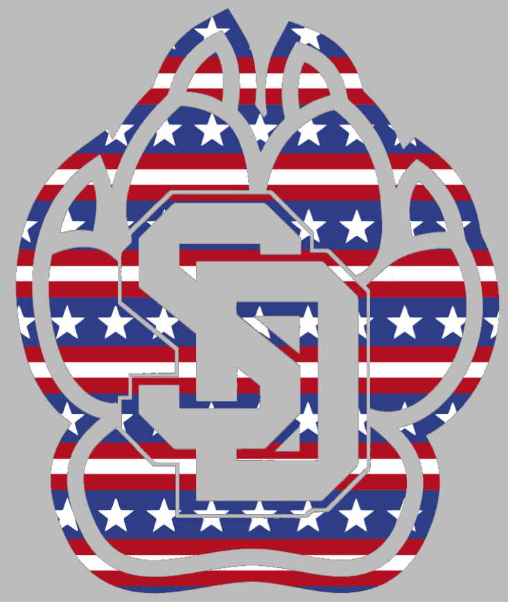 South Dakota Coyotes Team Logo Stars & Stripes USA American Flag Vinyl Decal PICK SIZE