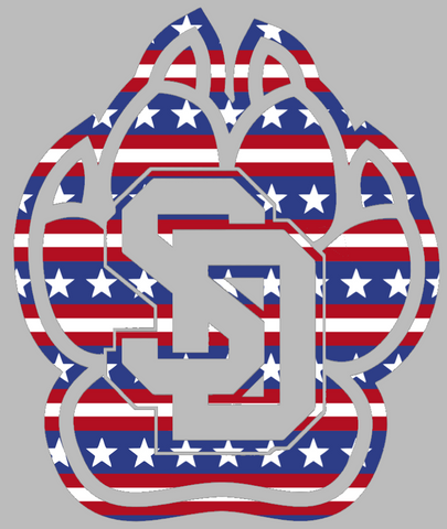 South Dakota Coyotes Team Logo Stars & Stripes USA American Flag Vinyl Decal PICK SIZE