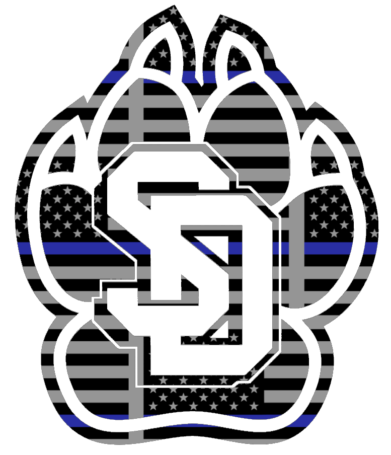 South Dakota Coyotes Team Logo Thin Blue Line American Flag Premium DieCut Vinyl Decal PICK SIZE