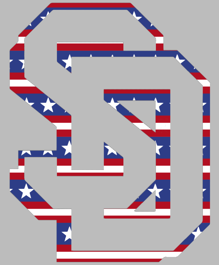South Dakota Coyotes SD Logo Stars & Stripes USA American Flag Vinyl Decal PICK SIZE