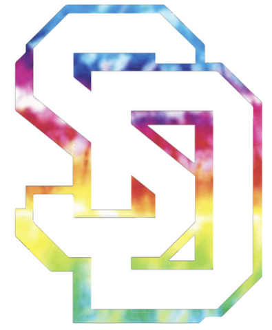 South Dakota Coyotes SD Logo Crucial Catch Cancer Tie Dye Vinyl Decal PICK SIZE