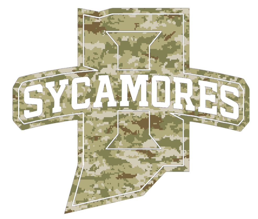 Indiana State Sycamores Team Logo Salute to Service Camouflage Camo Vinyl Decal PICK SIZE