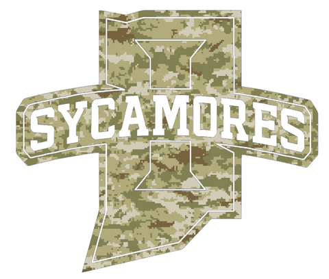 Indiana State Sycamores Team Logo Salute to Service Camouflage Camo Vinyl Decal PICK SIZE
