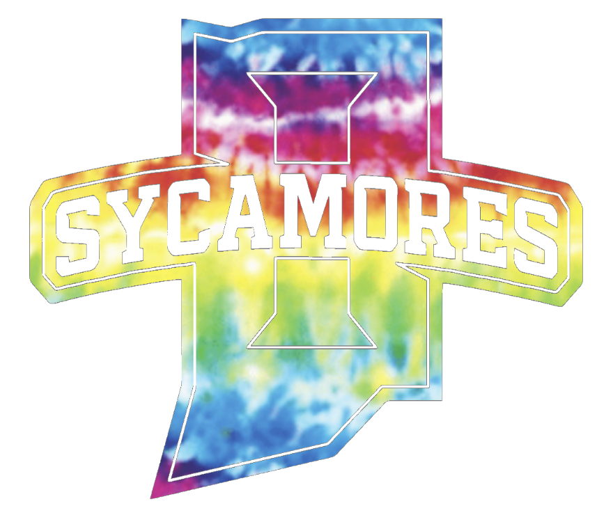 Indiana State Sycamores Team Logo Crucial Catch Cancer Tie Dye Vinyl Decal PICK SIZE