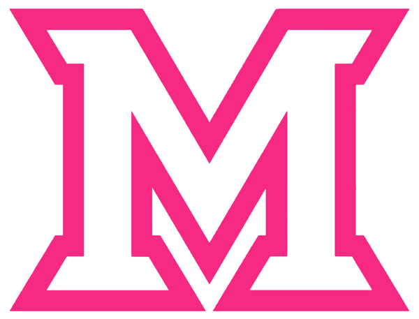 Miami Ohio Redhawks HOT PINK Team Logo Premium DieCut Vinyl Decal PICK SIZE