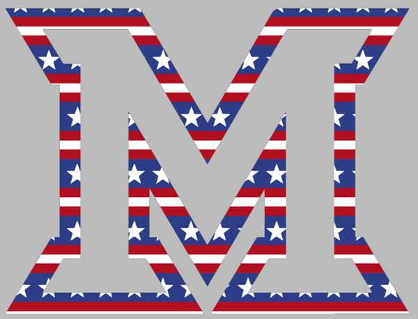 Miami Ohio Redhawks Team Logo Stars & Stripes USA American Flag Vinyl Decal PICK SIZE