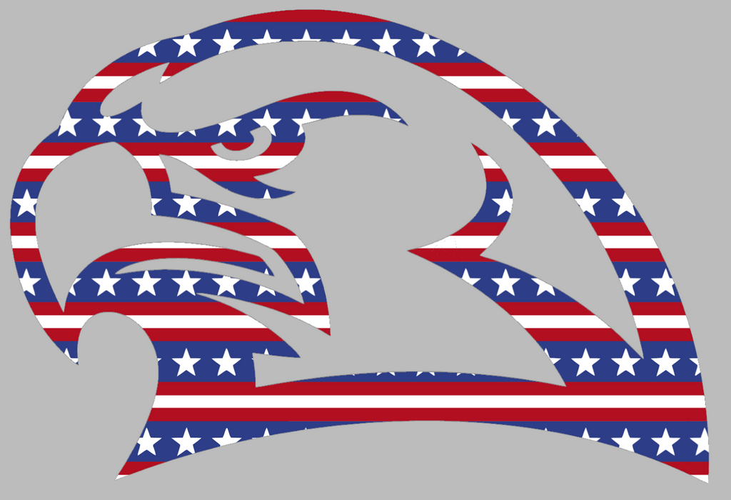 Miami Ohio Redhawks Mascot Logo Stars & Stripes USA American Flag Vinyl Decal PICK SIZE