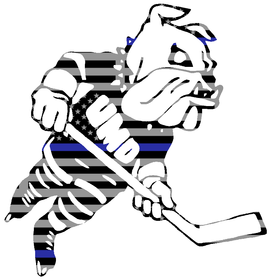 Minnesota Duluth Bulldogs Hockey Logo Thin Blue Line American Flag Premium DieCut Vinyl Decal PICK SIZE