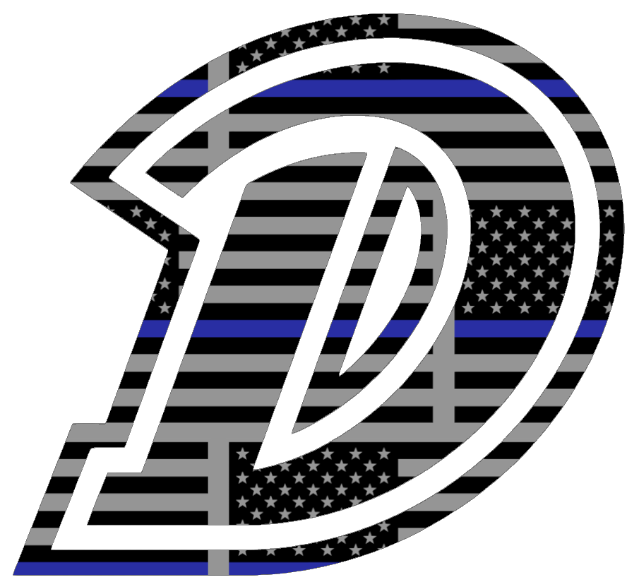 Drake Bulldogs Team Logo Thin Blue Line American Flag Premium DieCut Vinyl Decal PICK SIZE