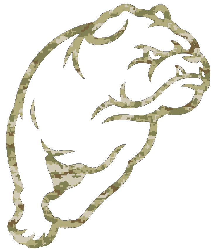 Drake Bulldogs Mascot Logo Salute to Service Camouflage Camo Vinyl Decal PICK SIZE