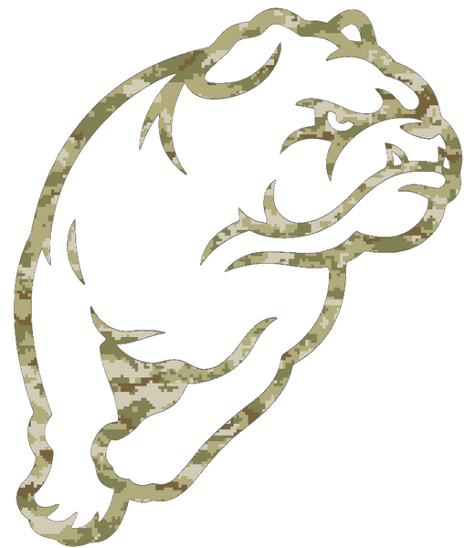Drake Bulldogs Mascot Logo Salute to Service Camouflage Camo Vinyl Decal PICK SIZE