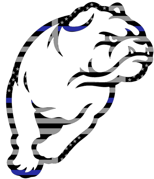 Drake Bulldogs Mascot Logo Thin Blue Line American Flag Premium DieCut Vinyl Decal PICK SIZE