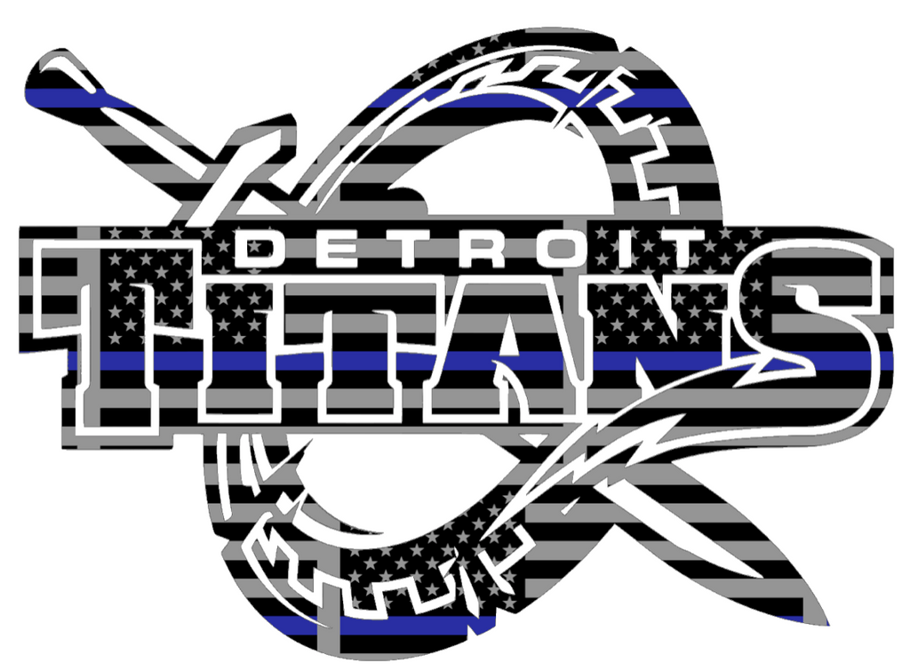 Detroit Mercy Titans Team Logo Thin Blue Line American Flag Premium DieCut Vinyl Decal PICK SIZE