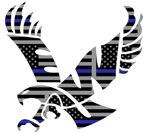 Eastern Washington Eagles Team Logo Thin Blue Line American Flag Premium DieCut Vinyl Decal PICK SIZE