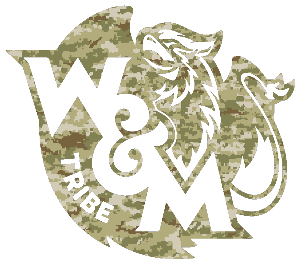 William and Mary Tribe Team Logo Salute to Service Camouflage Camo Vinyl Decal PICK SIZE