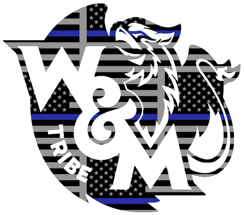 William and Mary Tribe Team Logo Thin Blue Line American Flag Premium DieCut Vinyl Decal PICK SIZE