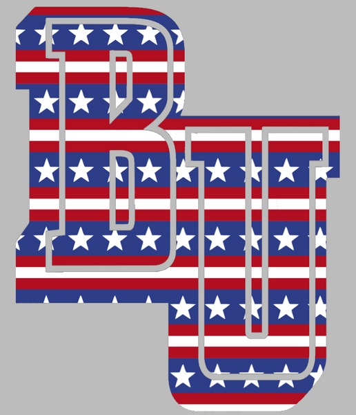Belmont Bruins BU Logo Stars & Stripes USA American Flag Vinyl Decal PICK SIZE