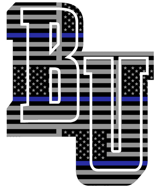 Belmont Bruins BU Logo Thin Blue Line American Flag Premium DieCut Vinyl Decal PICK SIZE