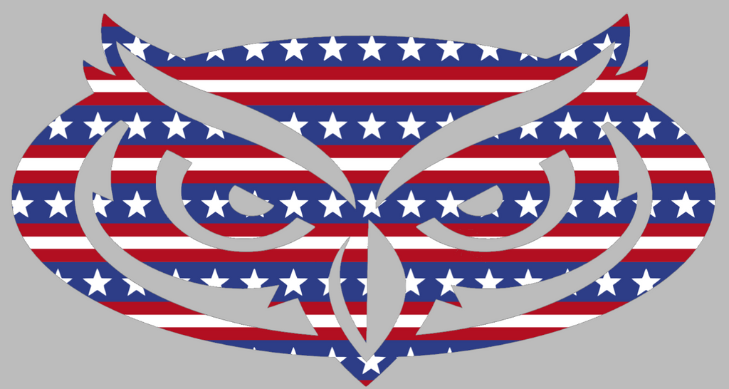 Florida Atlantic Owls Team Logo Stars & Stripes USA American Flag Vinyl Decal PICK SIZE