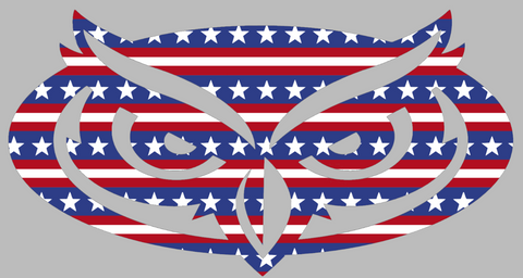 Florida Atlantic Owls Team Logo Stars & Stripes USA American Flag Vinyl Decal PICK SIZE