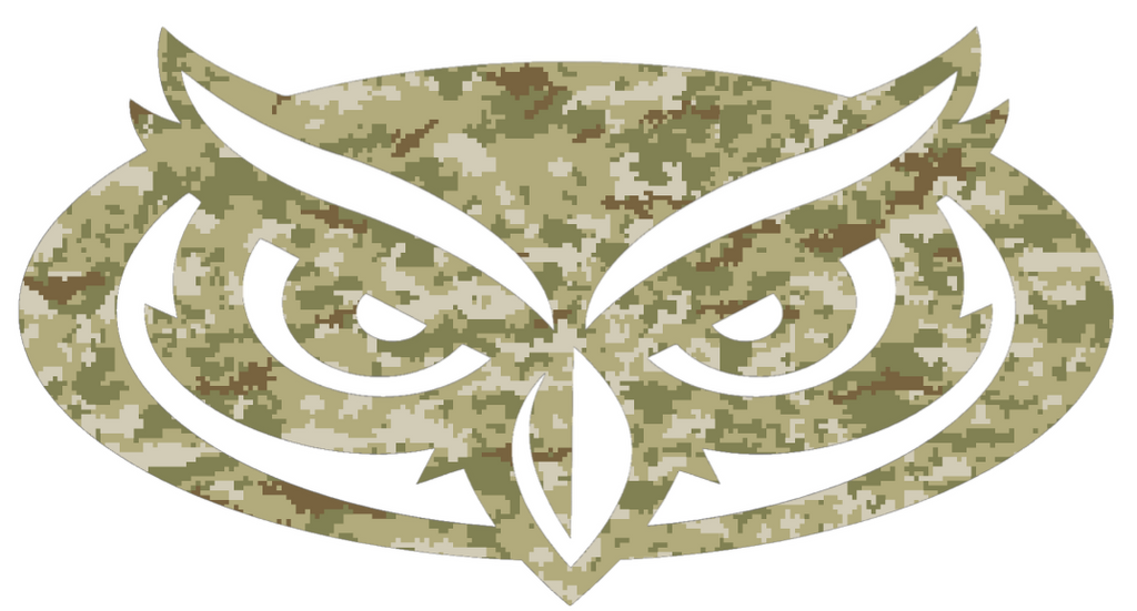 Florida Atlantic Owls Team Logo Salute to Service Camouflage Camo Vinyl Decal PICK SIZE