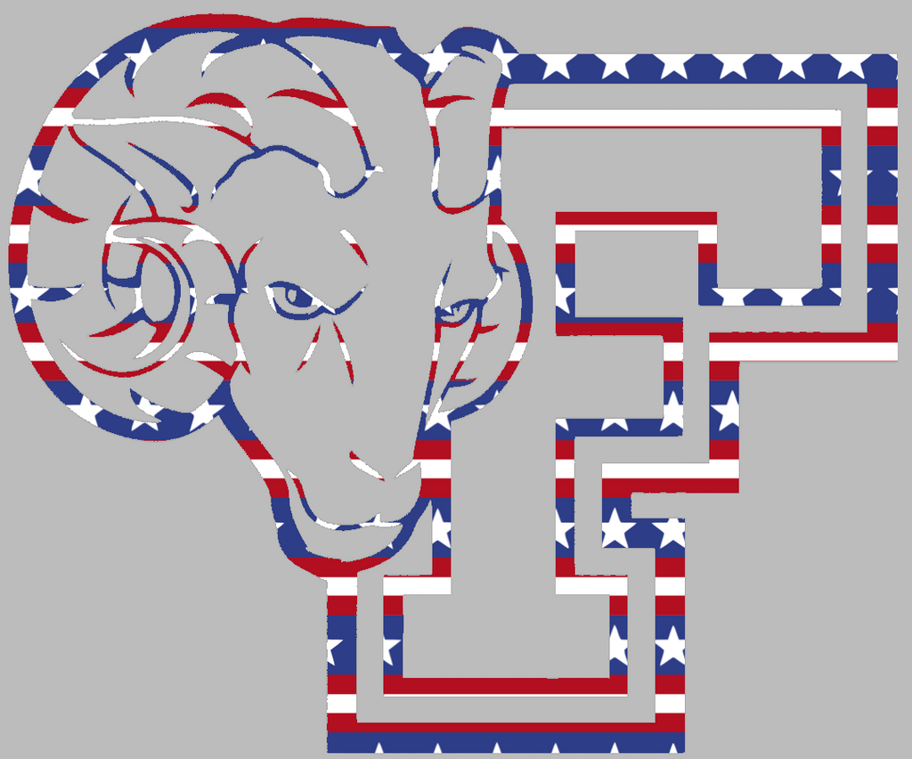 Fordham Rams Team Logo Stars & Stripes USA American Flag Vinyl Decal PICK SIZE
