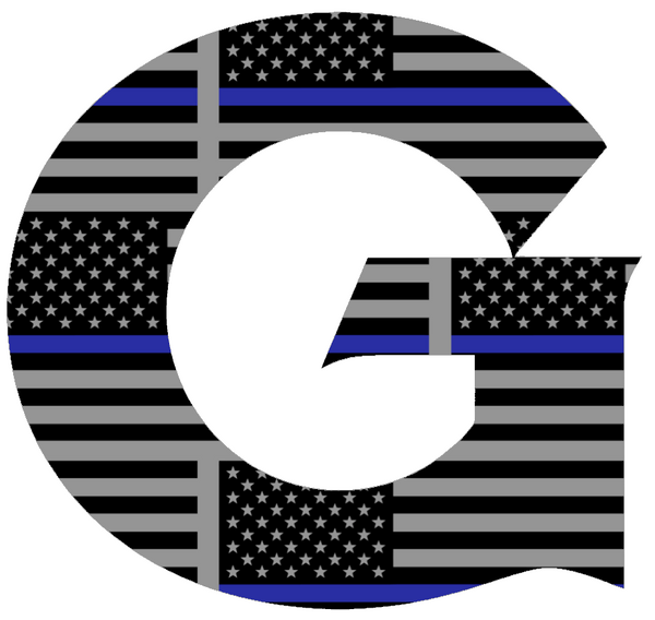 Georgetown Hoyas Team Logo Thin Blue Line American Flag Premium DieCut Vinyl Decal PICK SIZE
