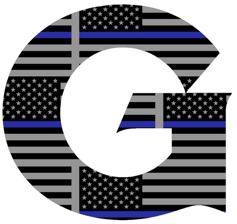 Georgetown Hoyas Team Logo Thin Blue Line American Flag Premium DieCut Vinyl Decal PICK SIZE