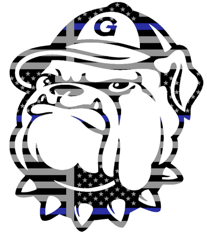 Georgetown Hoyas Mascot Logo Thin Blue Line American Flag Premium DieCut Vinyl Decal PICK SIZE