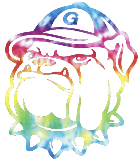 Georgetown Hoyas Mascot Logo Crucial Catch Cancer Tie Dye Vinyl Decal PICK SIZE