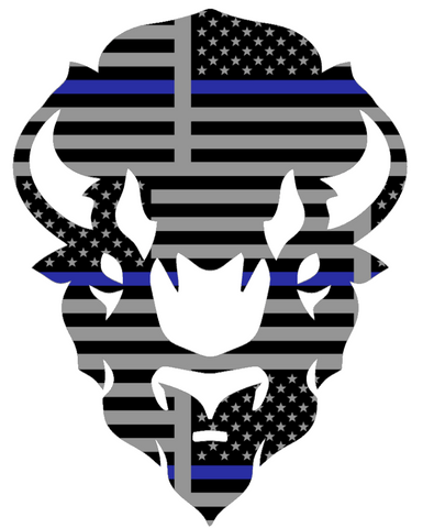 Howard Bison Team Logo Thin Blue Line American Flag Premium DieCut Vinyl Decal PICK SIZE