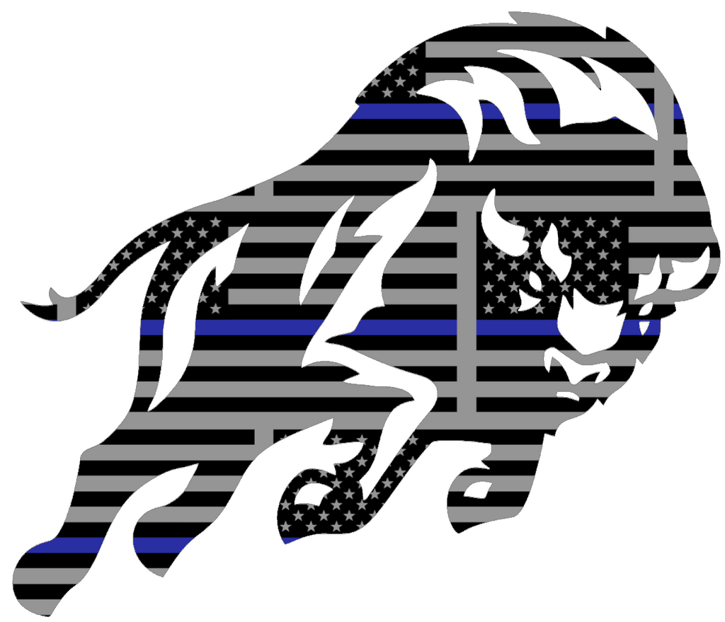 Howard Bison Alternate Logo Thin Blue Line American Flag Premium DieCut Vinyl Decal PICK SIZE