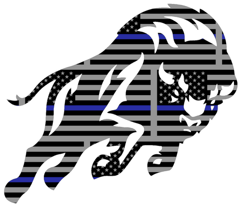 Howard Bison Alternate Logo Thin Blue Line American Flag Premium DieCut Vinyl Decal PICK SIZE