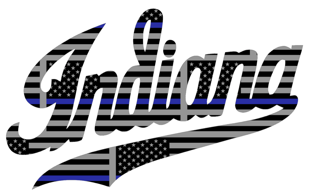 Indiana Hoosiers Script Logo Thin Blue Line American Flag Premium DieCut Vinyl Decal PICK SIZE