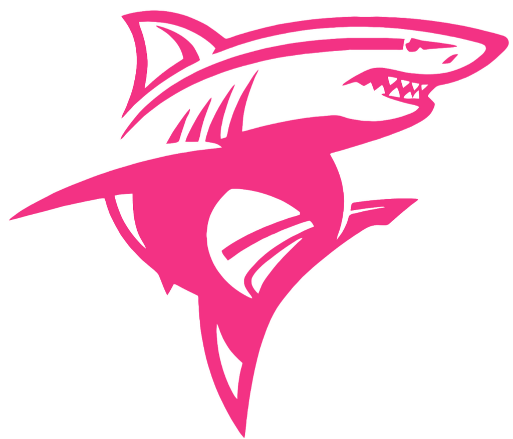 Long Island LIU Sharks HOT PINK Mascot Logo Premium DieCut Vinyl Decal PICK SIZE