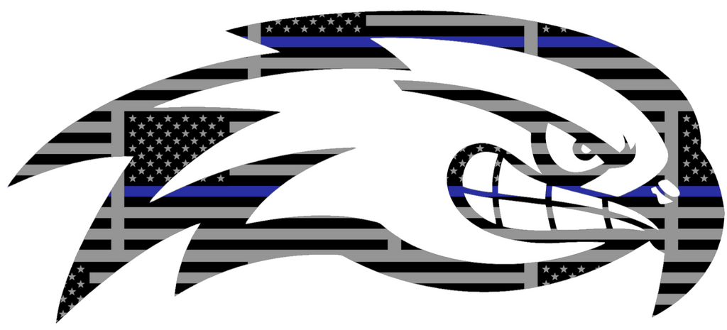 UMass Lowell River Hawks Team Logo Thin Blue Line American Flag Premium DieCut Vinyl Decal PICK SIZE