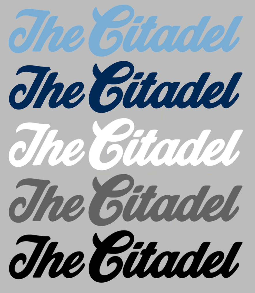 The Citadel Bulldogs Script Logo Premium DieCut Vinyl Decal PICK COLOR & SIZE