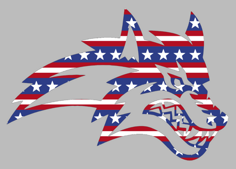 Stonybrook Seawolves Mascot Logo Stars & Stripes USA American Flag Vinyl Decal PICK SIZE