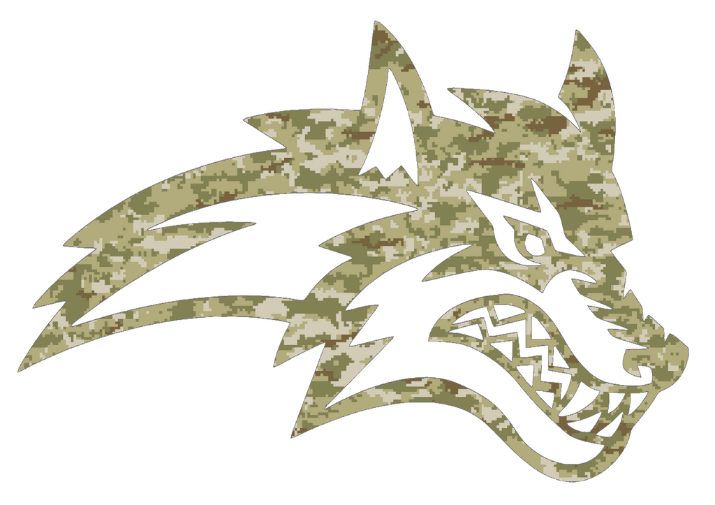 Stonybrook Seawolves Mascot Logo Salute to Service Camouflage Camo Vinyl Decal PICK SIZE