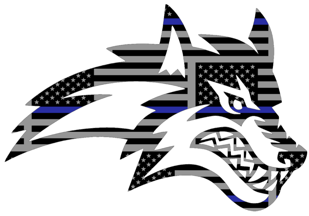 Stonybrook Seawolves Mascot Logo Thin Blue Line American Flag Premium DieCut Vinyl Decal PICK SIZE