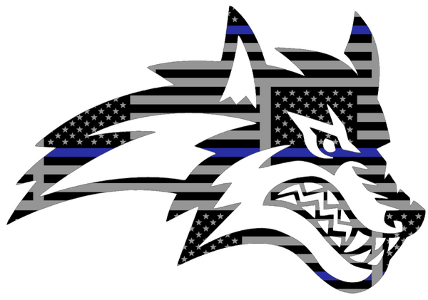 Stonybrook Seawolves Mascot Logo Thin Blue Line American Flag Premium DieCut Vinyl Decal PICK SIZE