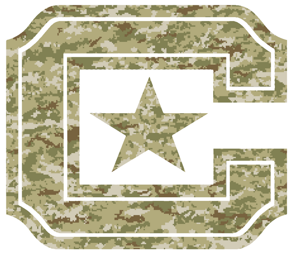 The Citadel Bulldogs Team Logo Salute to Service Camouflage Camo Vinyl Decal PICK SIZE